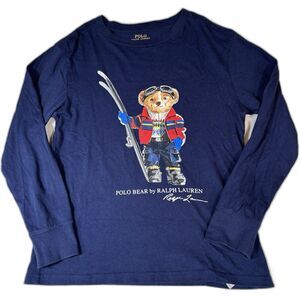 Polo Ralph Lauren Long Sleeve Graphic T-Shirt Blue - Polo Bear Youth M (10-12)
